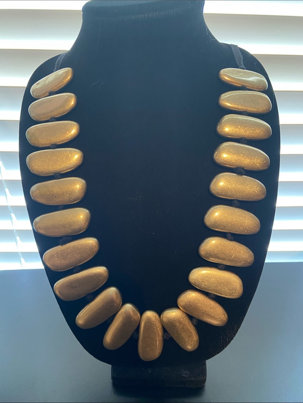 MarlaWynne Gold Tone Resin Bold Pebble Statement Necklace Adjustable Runway